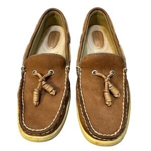 EUC Sperry Topsider Bluefish Tassel Slip-on Brown Leather Boat Shoes Womens 5.5